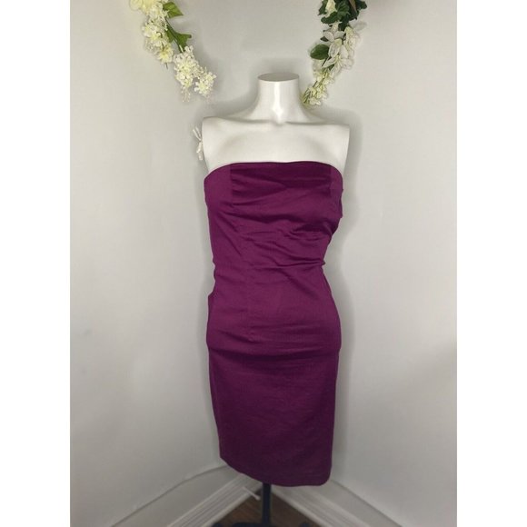 Vintage‎ 1990s Y2K Esprit Purple Sun Tube Dress Stretch Strapless Pencil 3/4 XS - Picture 1 of 16